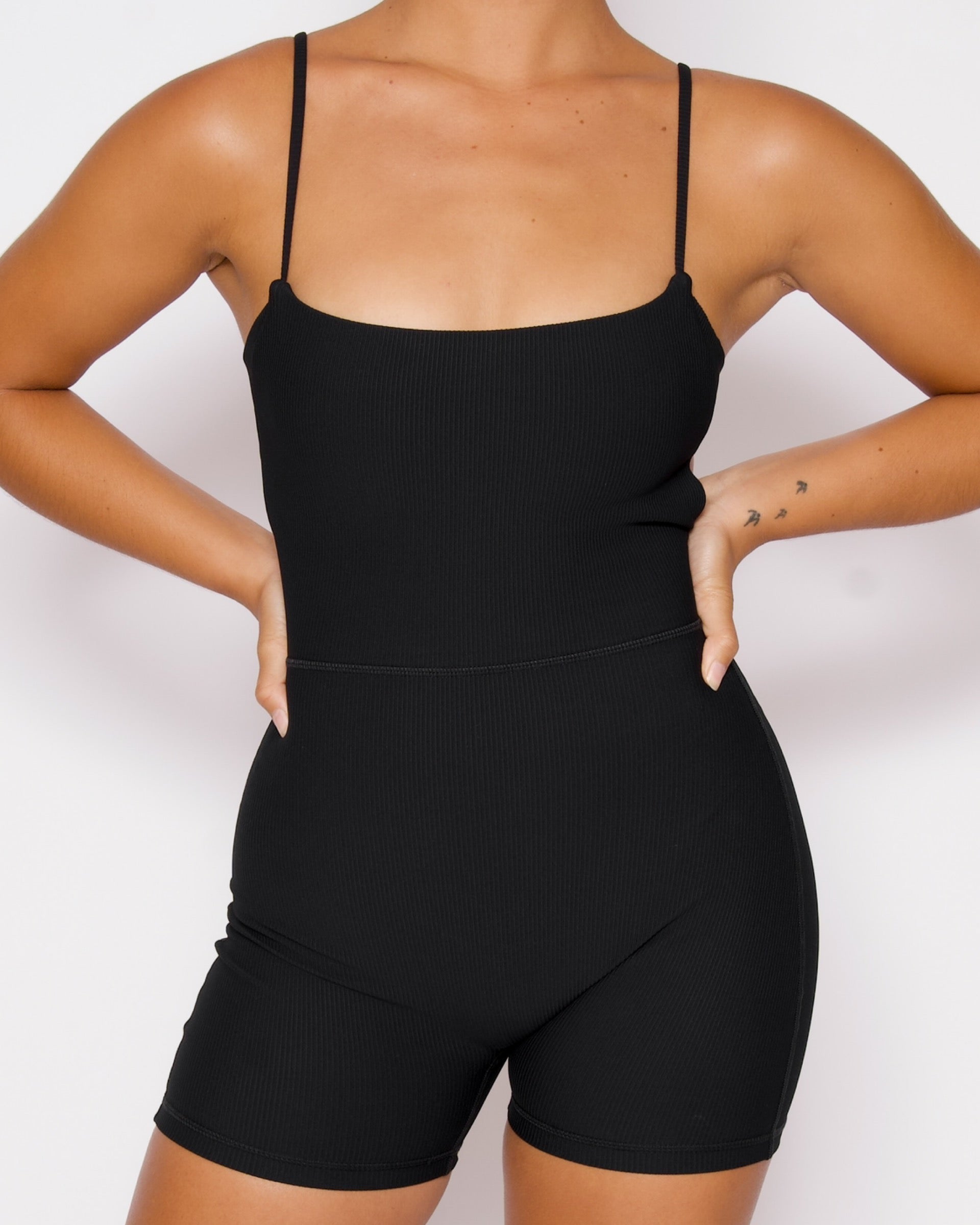 Kayla Jumpsuit 4.5” - Ribbed Black