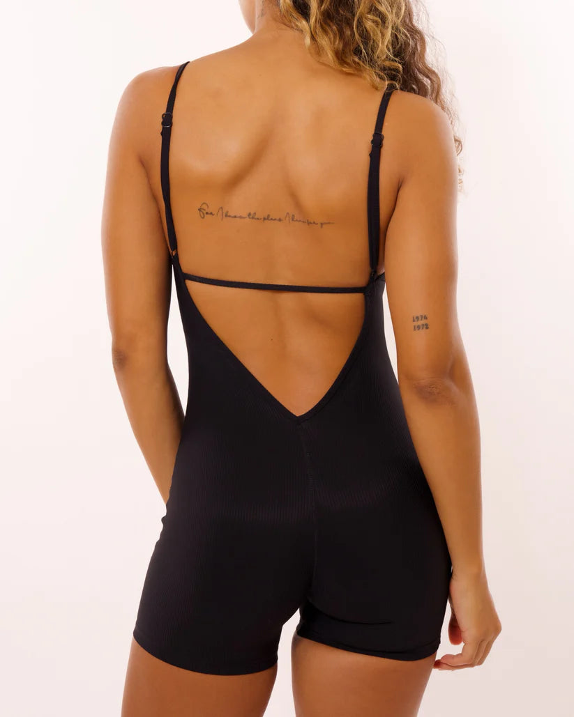 UPDATED - Ribbed Azure Jumpsuit- Black- ABT