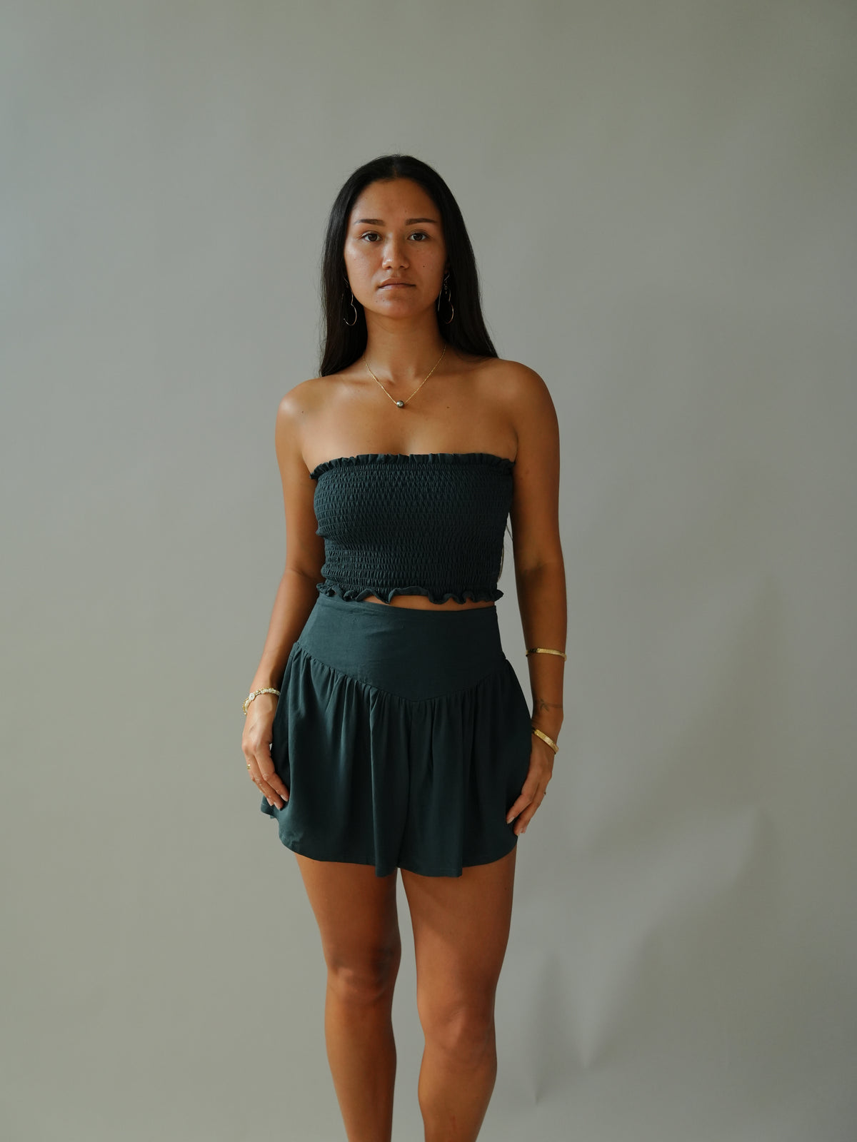 Yara Bandeau Top - Solid Carbon