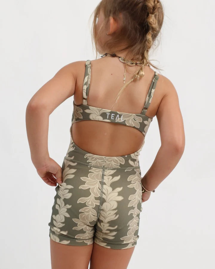 Mini Kayla Jumpsuit - Ribbed Plumeria Lei Sage