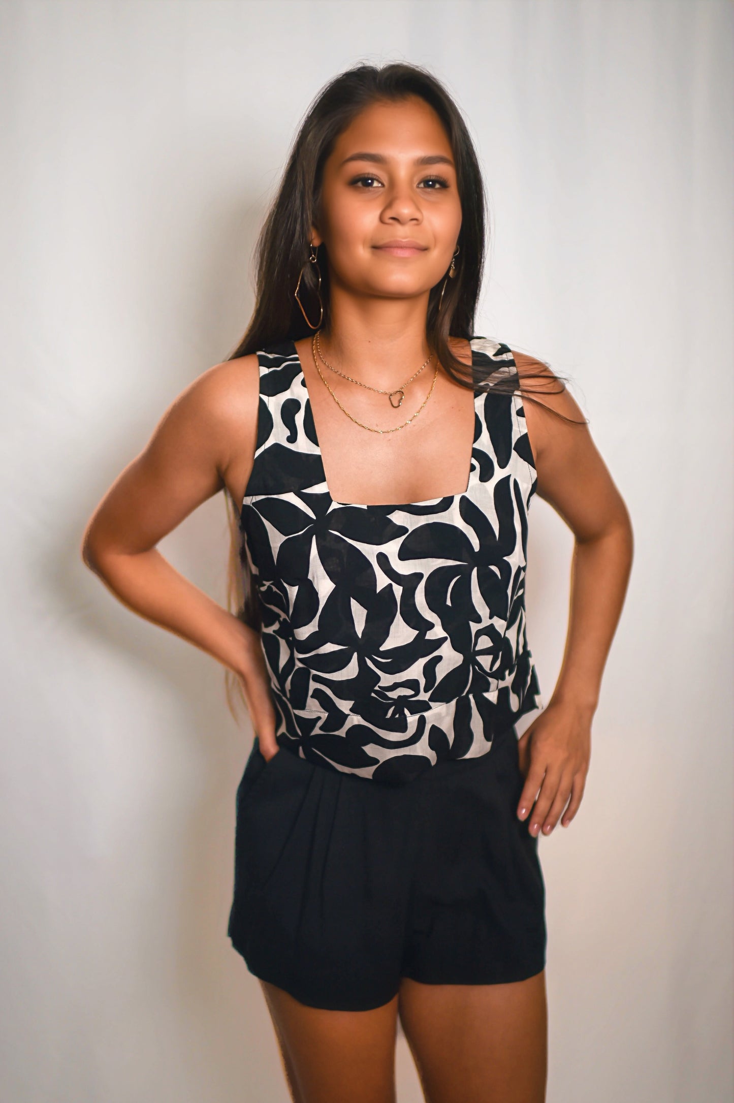 TAYLA TOP- FRANGIPANI BLACK - KHUSH 44