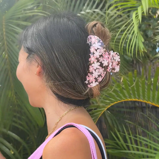 Bombucha PLUMERIA BROWN Hair Claw - Phases Hawaii