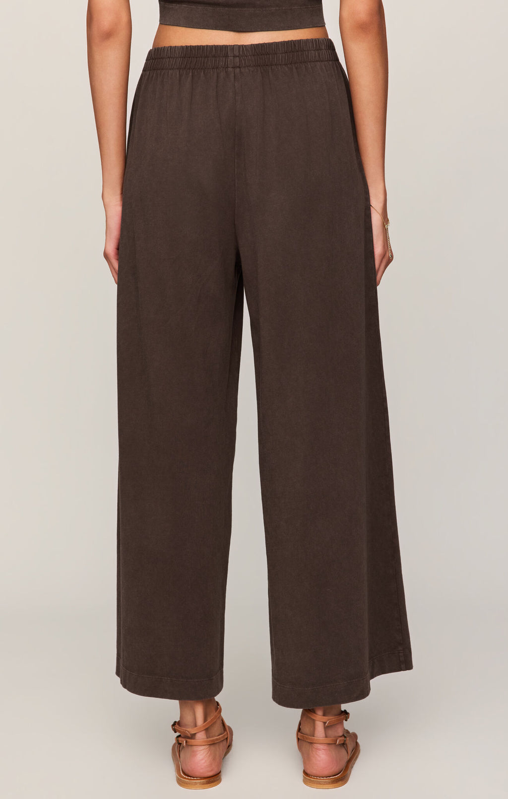 SCOUT JERSEY CROP FLARE PANT - DARK CHOCOLATE - ZP253841