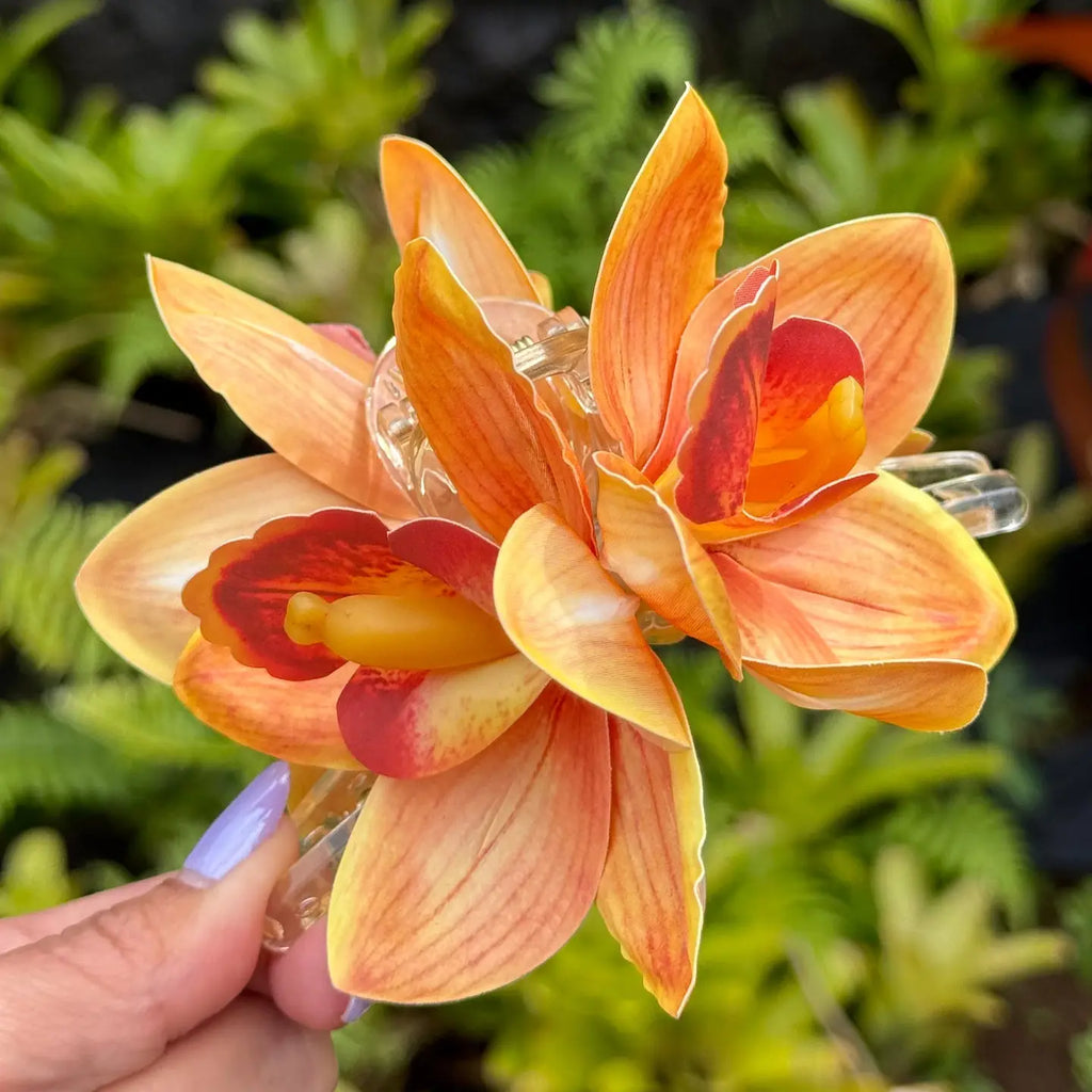 Cattleya Orchid Hair Claw AMBER - Phases Hawaii