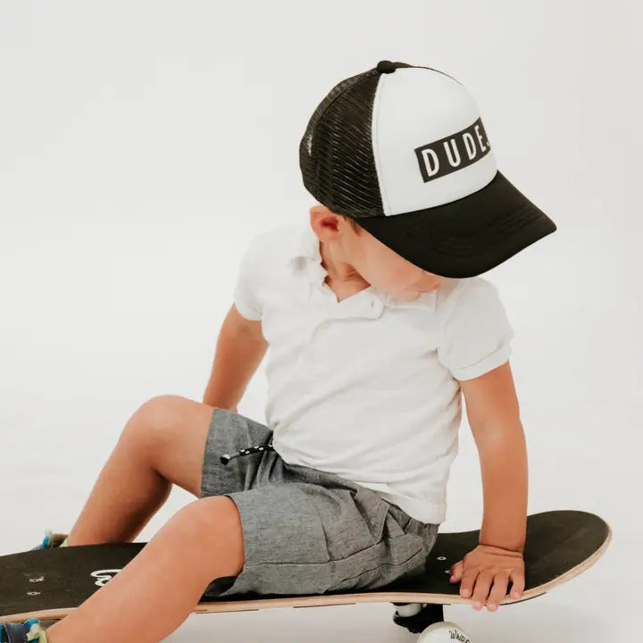 Dude Trucker Hat | Black and white