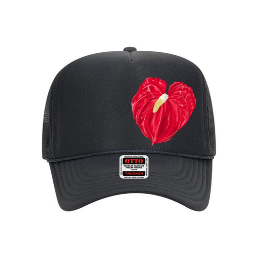 Anthurium Trucker Hat- Olive - Na Koa Brand