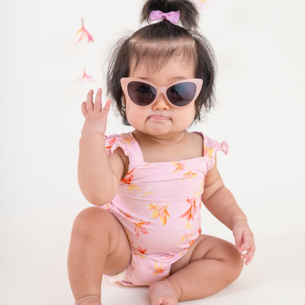 Plumeria Honey - Ruffle Bamboo Romper - Coco Moon