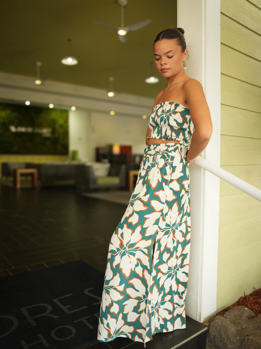Viora Skirt - Bloomtide Petrol