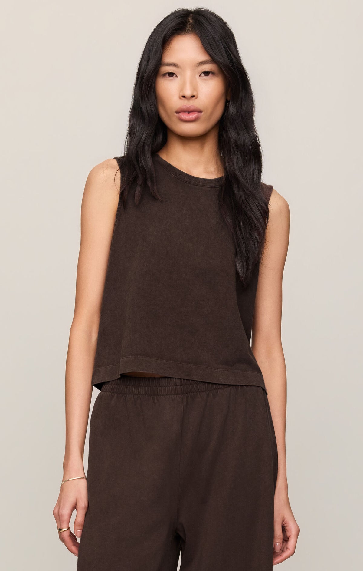 SLOANE JERSEY MUSCLE TANK- DARK CHOCOLATE - ZT253829