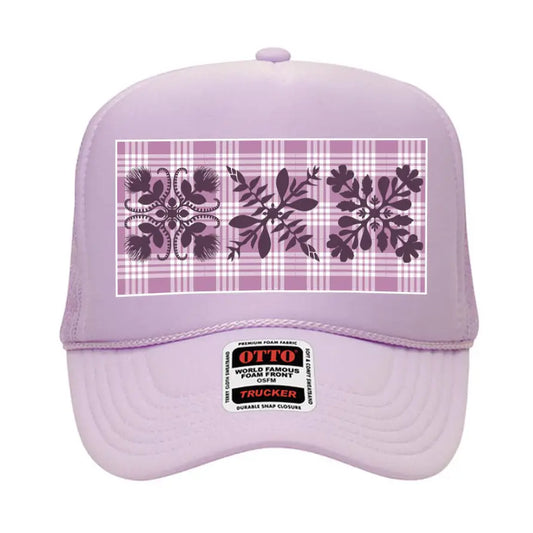 Pink Palaka Trucker Hat- LAVENDER - Na Koa Brand