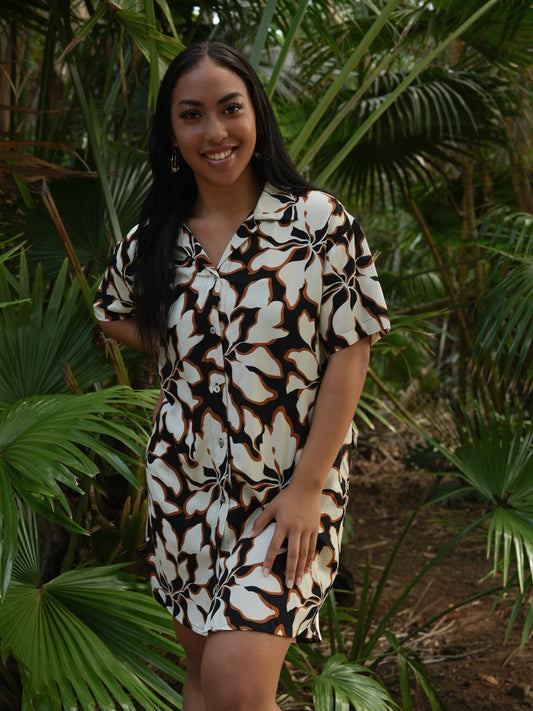 Calabria Shirt Dress - Bloomtide Black