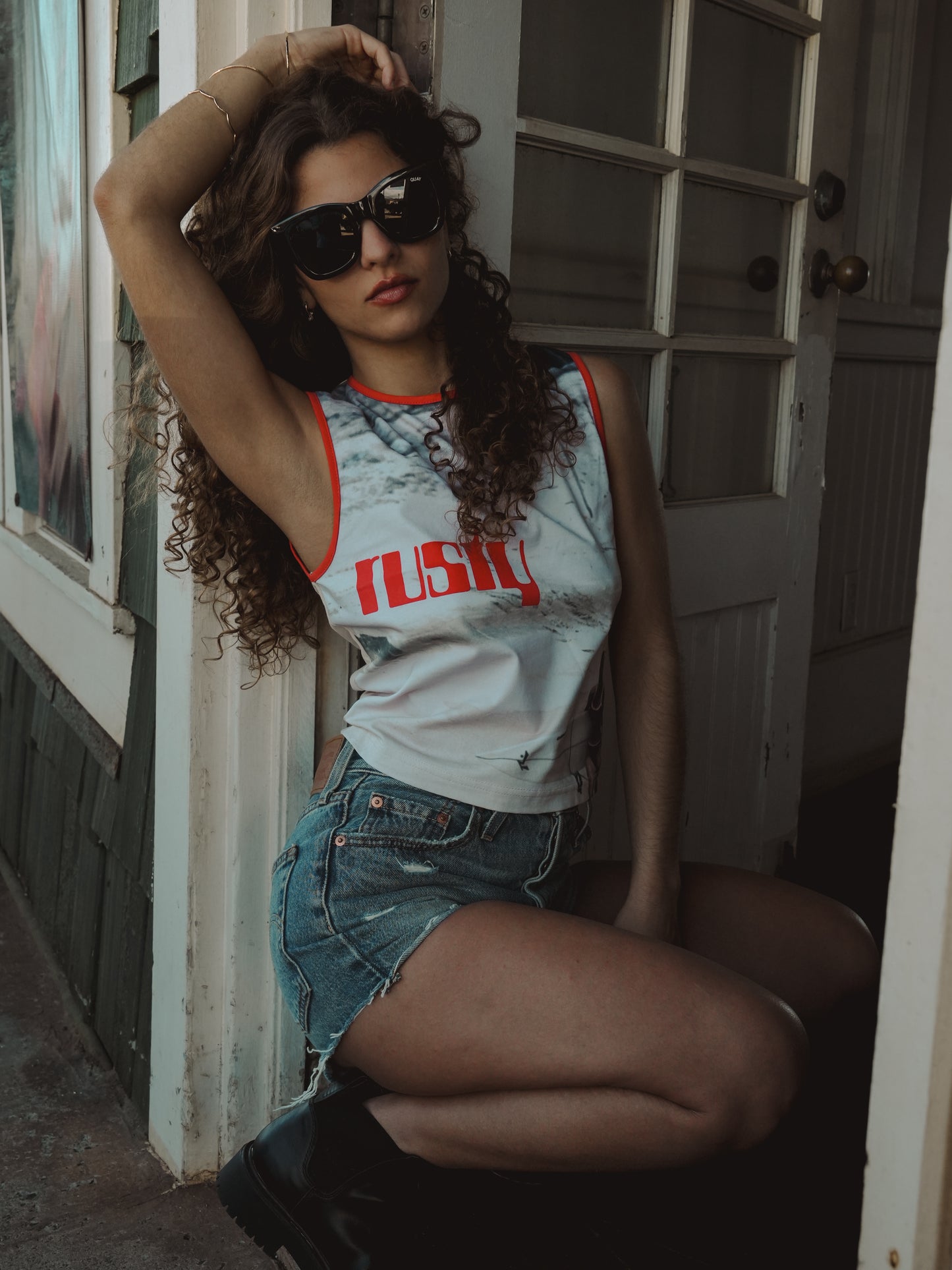 All Ova Slim Fit Sleeveless Skimmer Tank- RUSTY USA