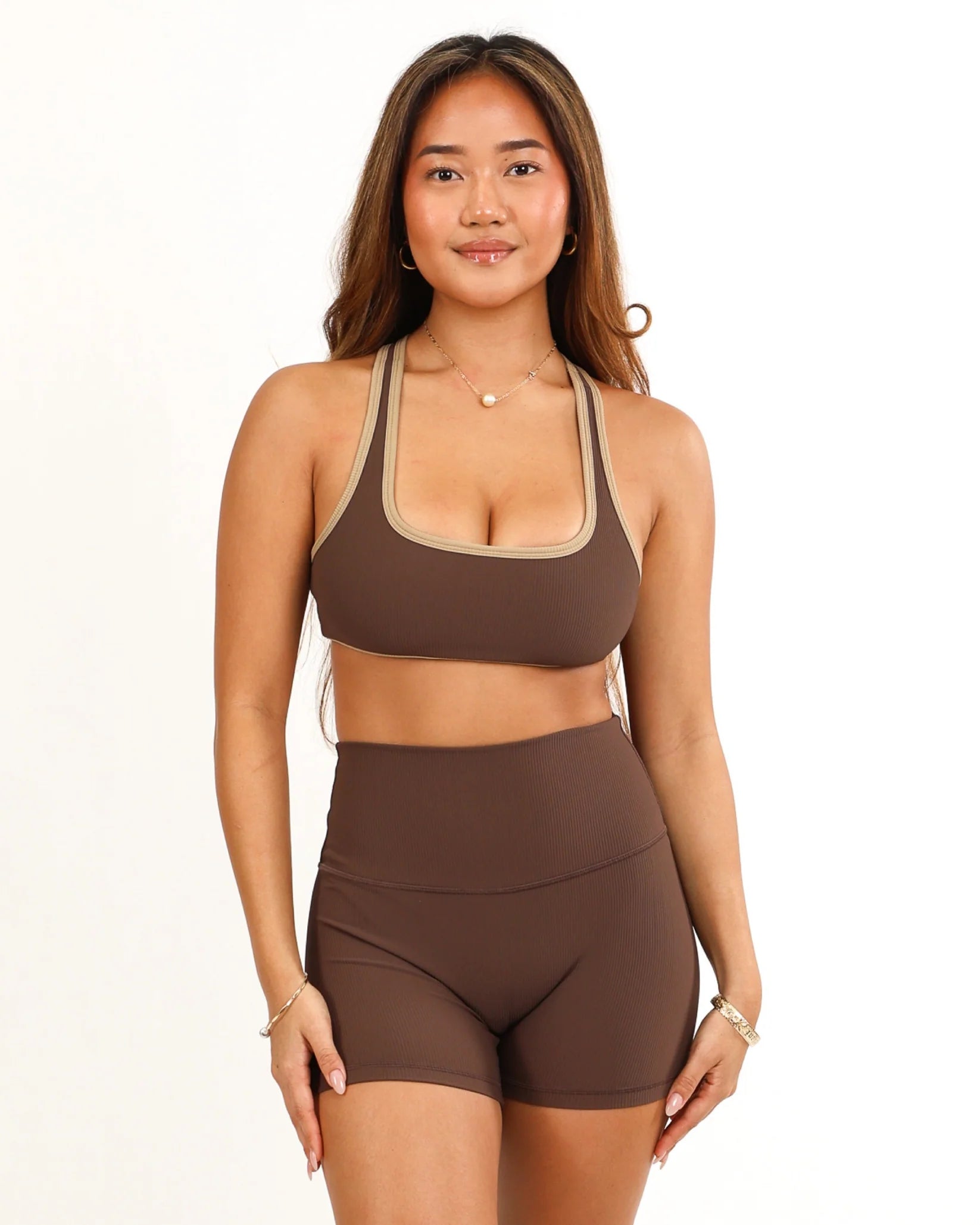 4" Biker Short -Ribbed - Mocha - ABT
