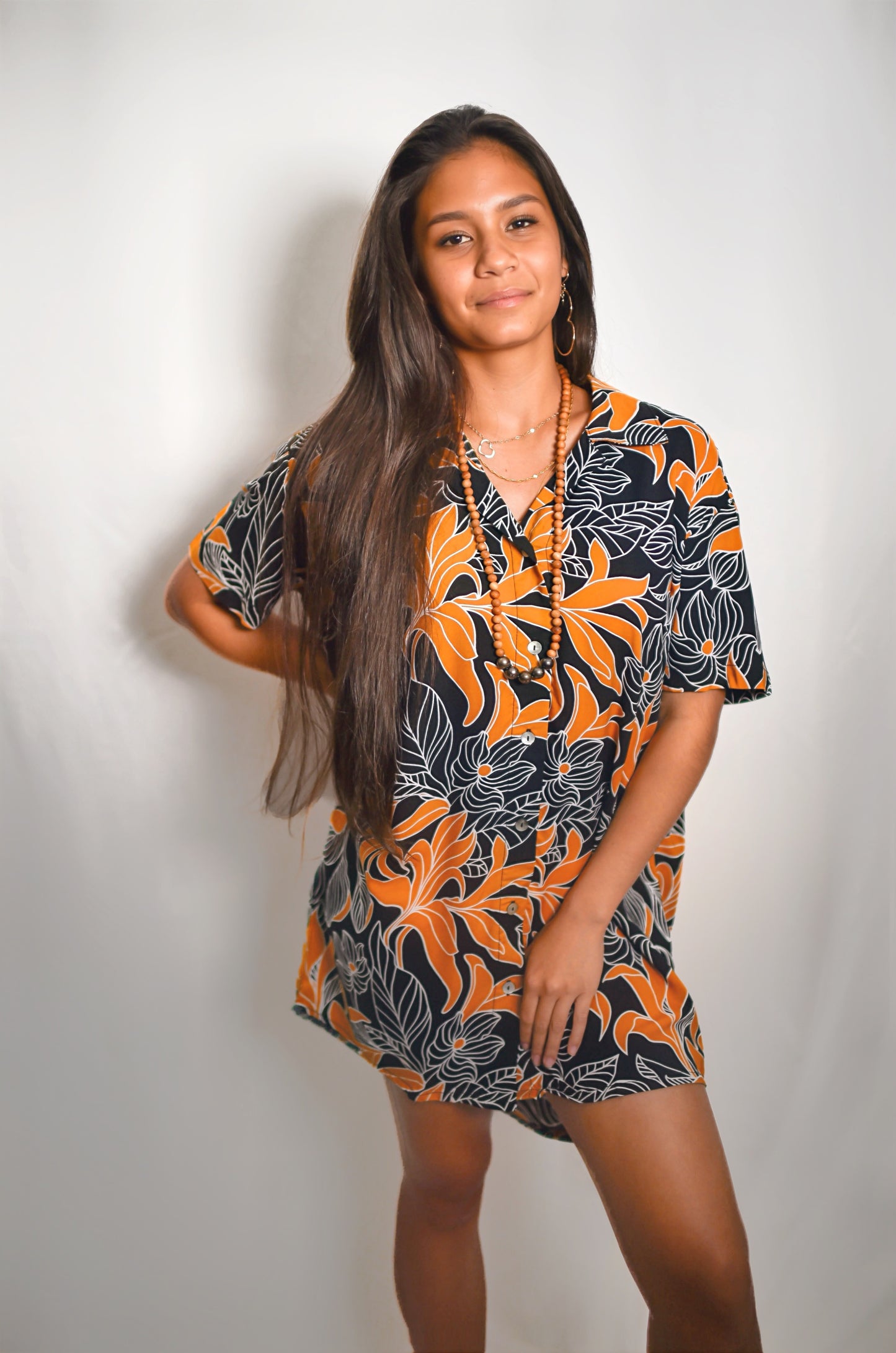 MAUI SHIRT (long)- Tropical Black- KHUSH 45