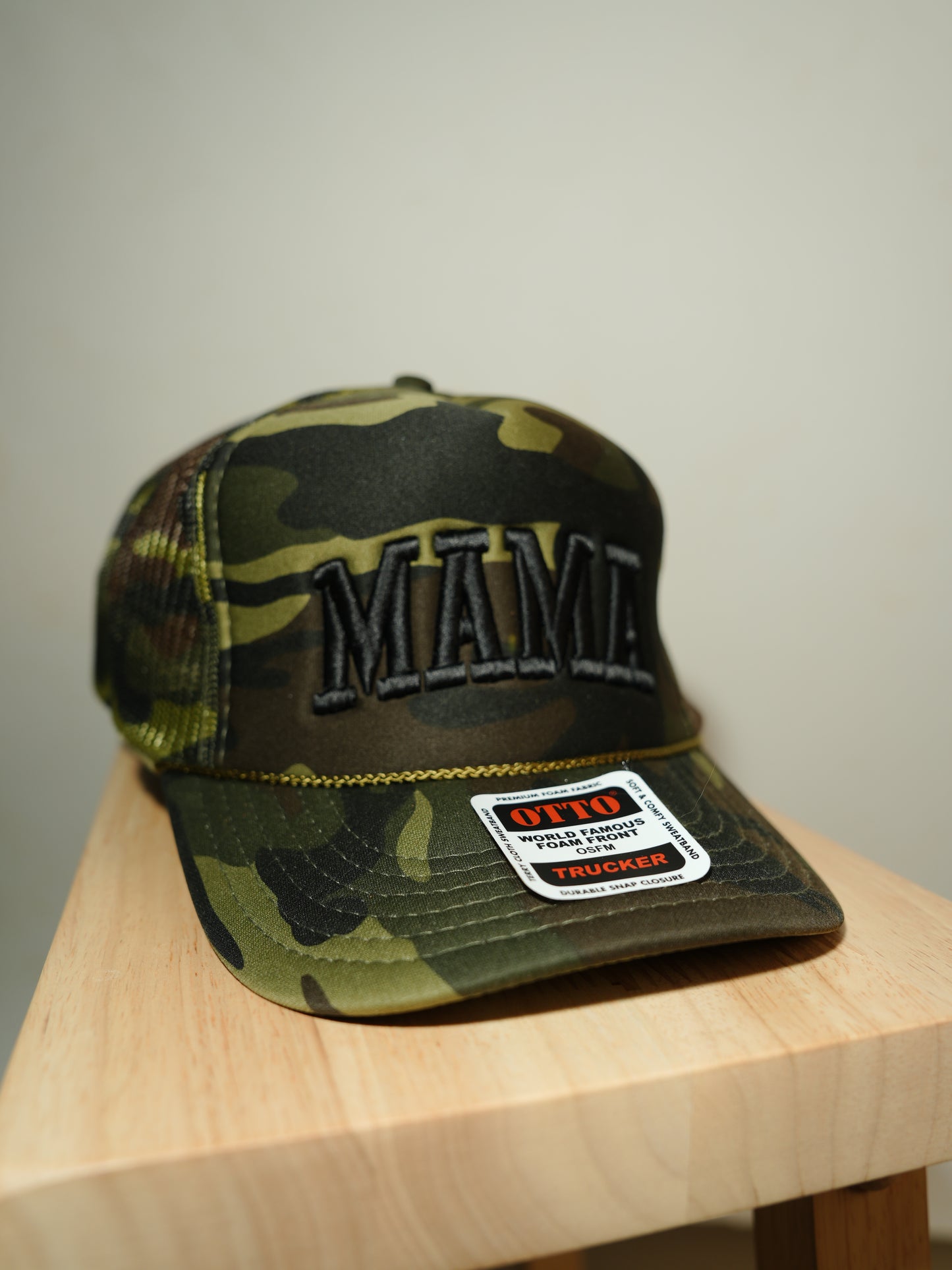 MAMA TRUCKER HAT - Camo - Neon Letters