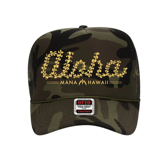 Aloha Puakenikeni Foam Trucker Hat - Camouflage - Na Koa