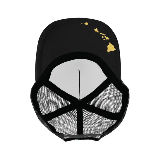 4Quilt Trucker Hat- Black/Gold - Na Koa Brand