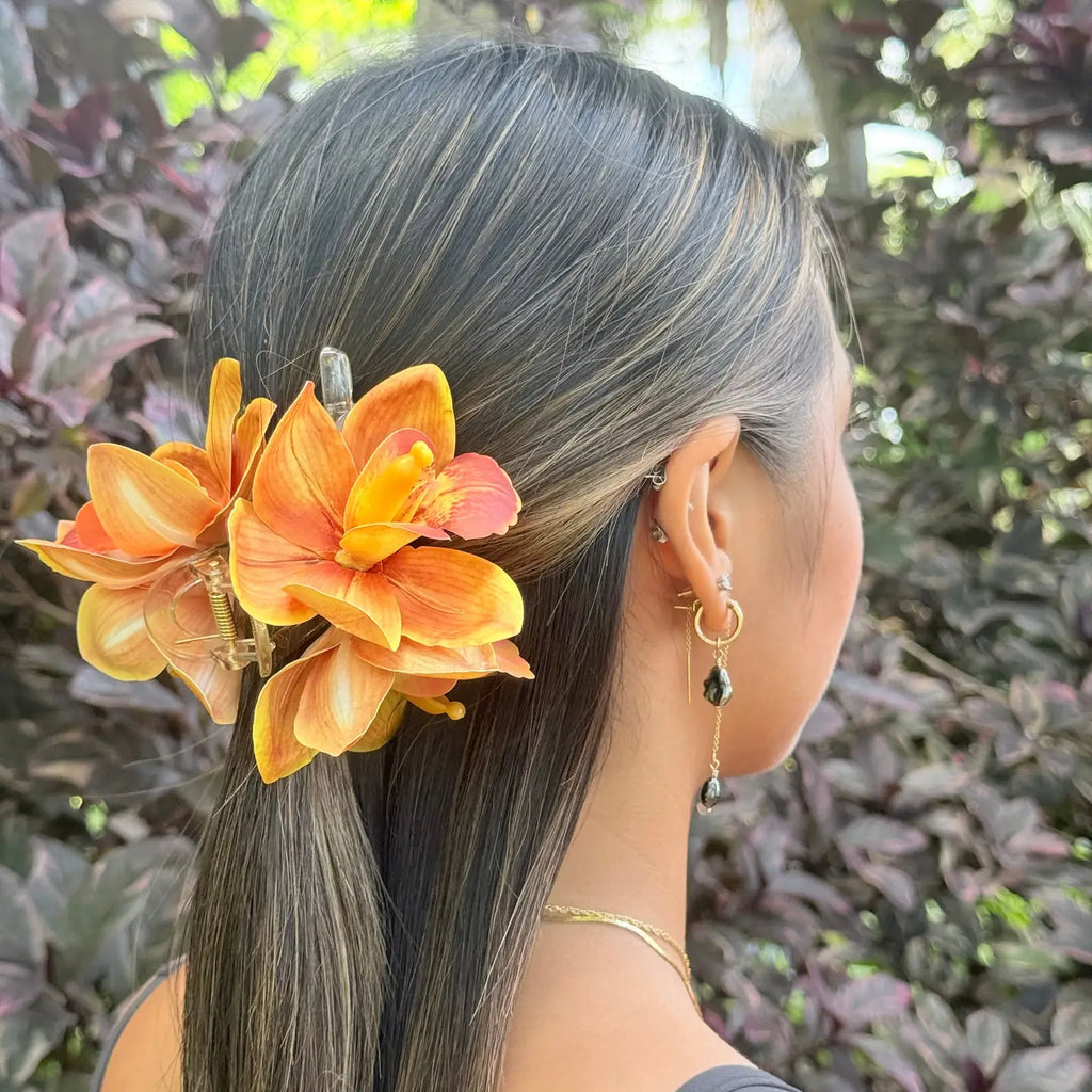 Cattleya Orchid Hair Claw AMBER - Phases Hawaii