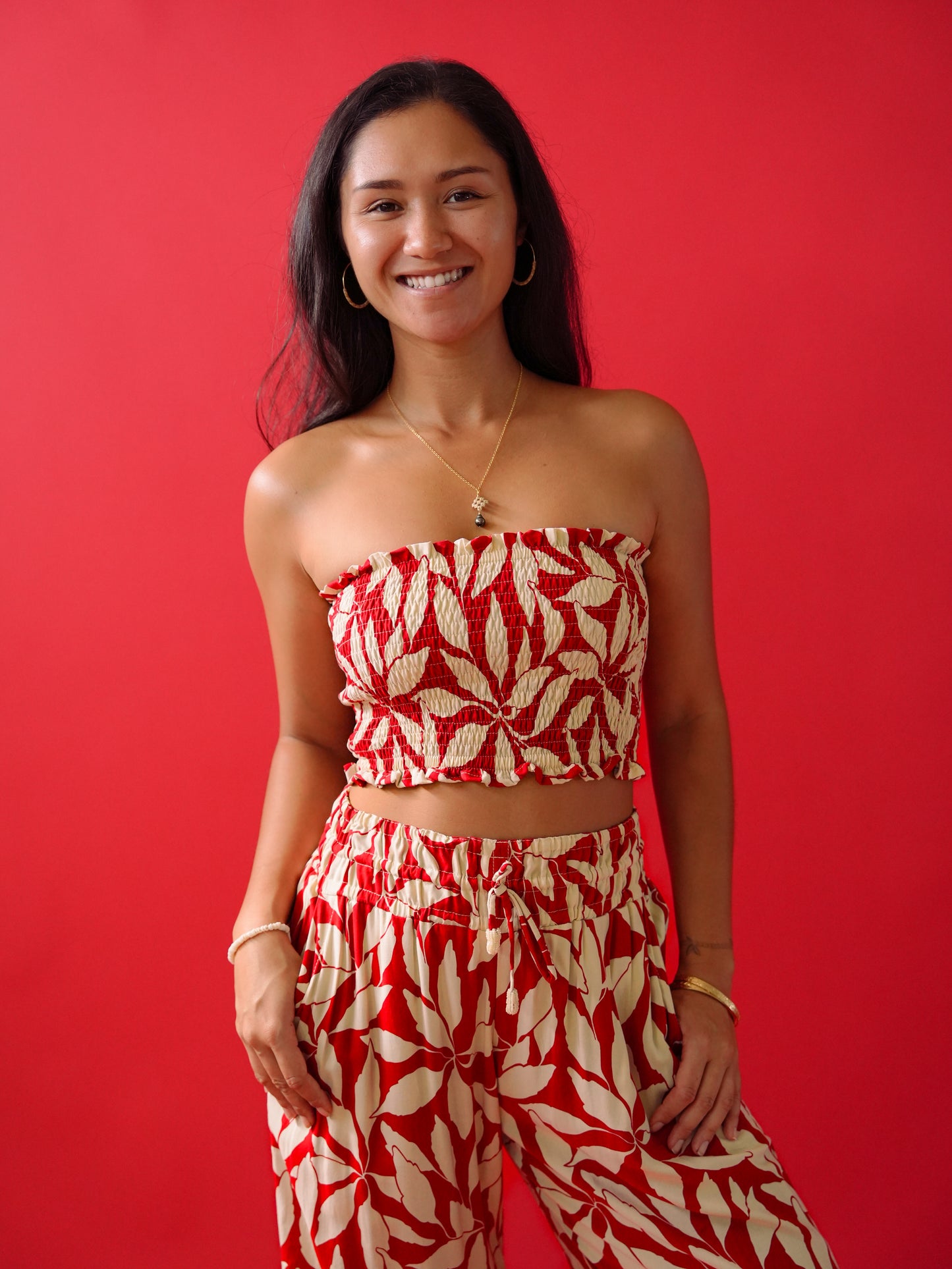 Yara Bandeau Top - Laleen Red