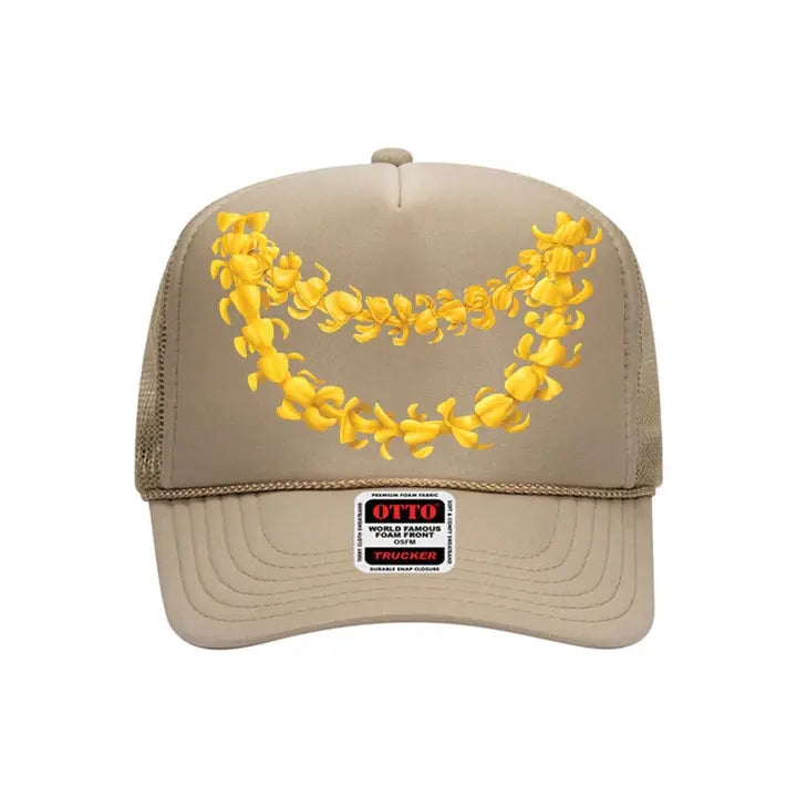 Puakenikeni Trucker Hat- Khaki - Na Koa Brand
