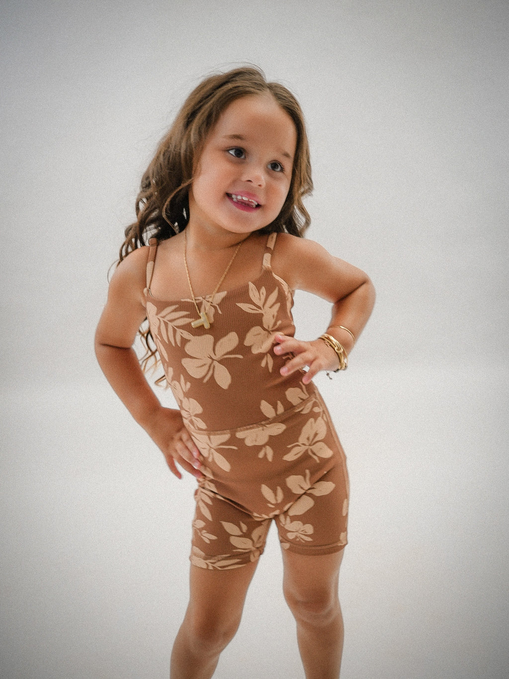 Mini Kayla Jumpsuit - Ribbed Okika Saddle