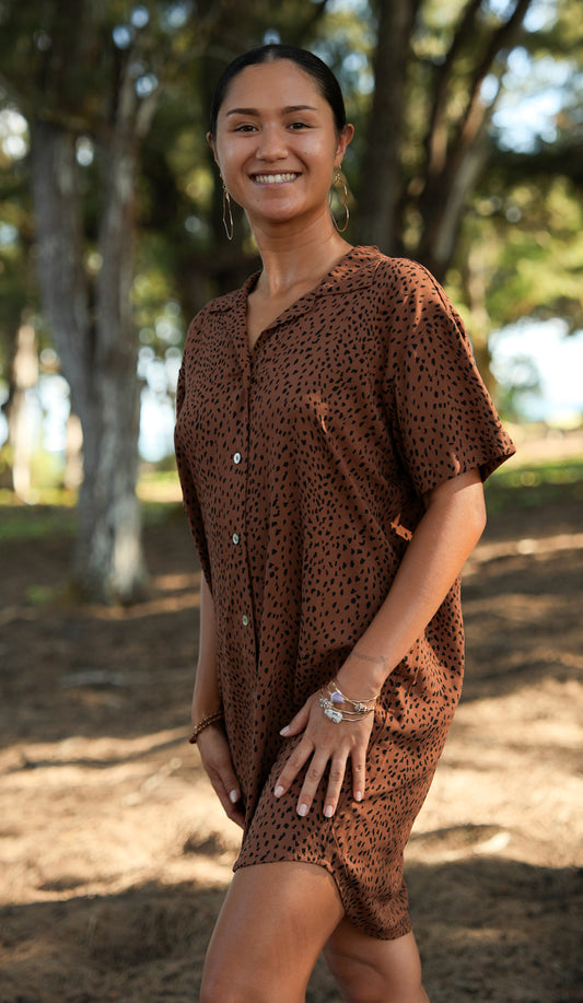 Calabria Shirt Dress - Granelli Cocoa