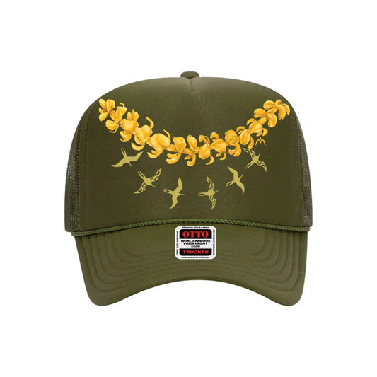 Pua x Iwa Trucker Hat- Olive - Na Koa Brand