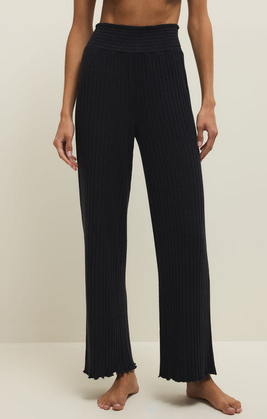 Dawn Smocked Rib Pant - Black Sand - ZLP253824