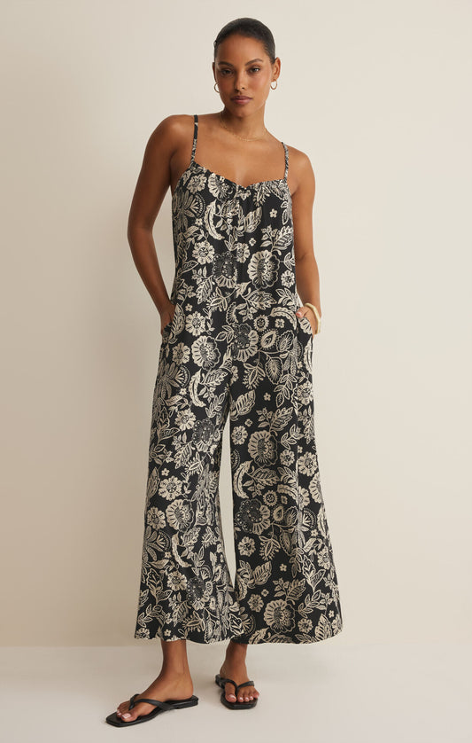 Day Off Luz Floral Jumpsuit - Black - ZP262724