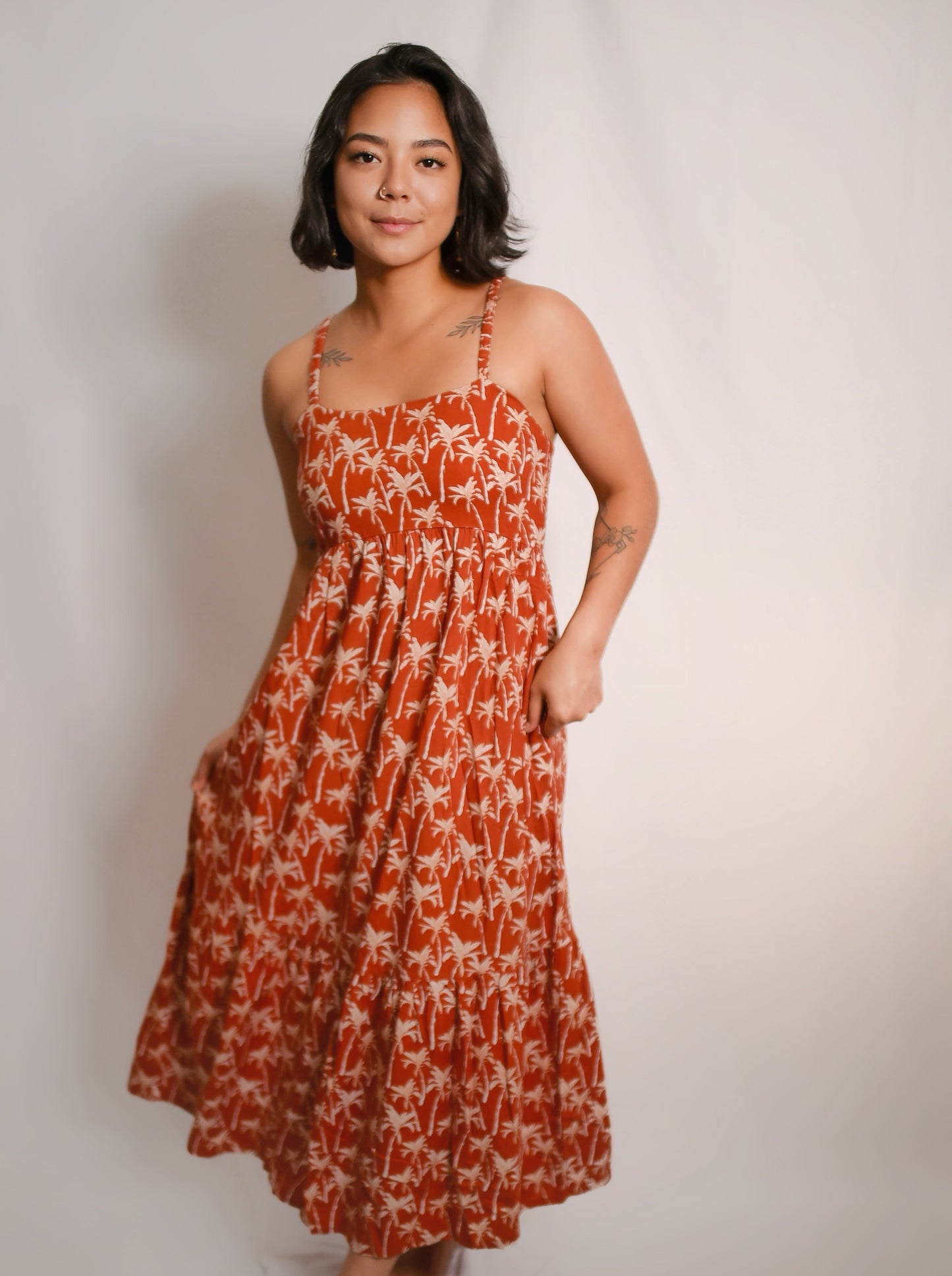 KAMI DRESS- Palm Orange Rust- KHUSH 45