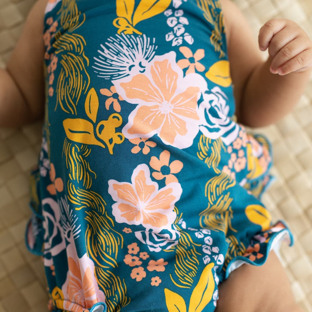 Lā Lei - Ruffle Bamboo Romper - Coco Moon