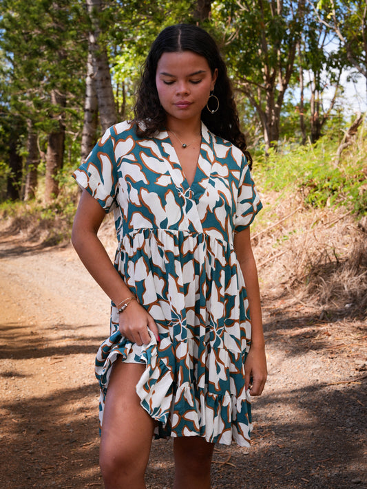 Heinui Dress - Bloomtide Petrol