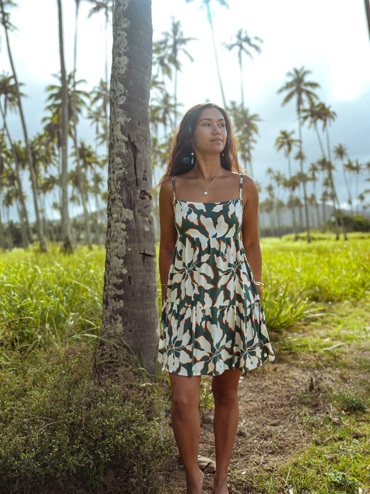 Oceanna Dress - Bloomtide Petrol
