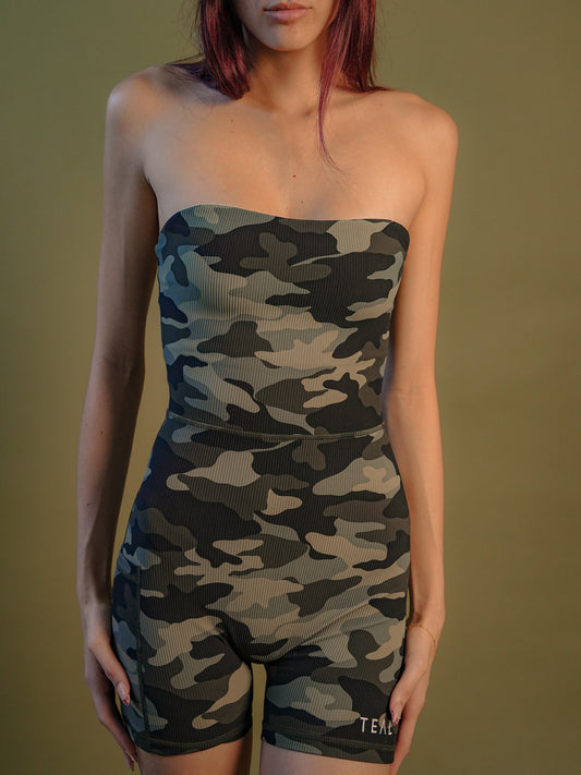 Ribbed Anu Strapless Jumpsuit - Camo - ABT