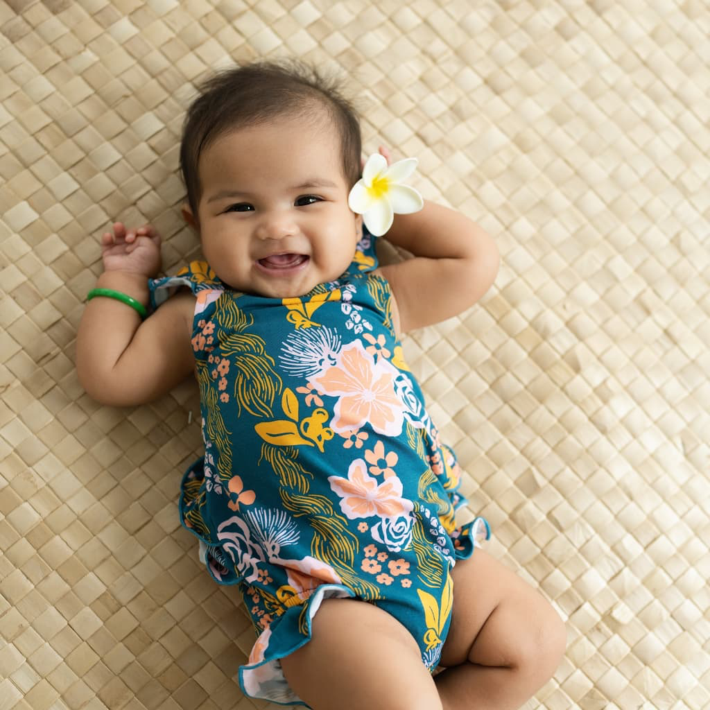 Lā Lei - Ruffle Bamboo Romper - Coco Moon