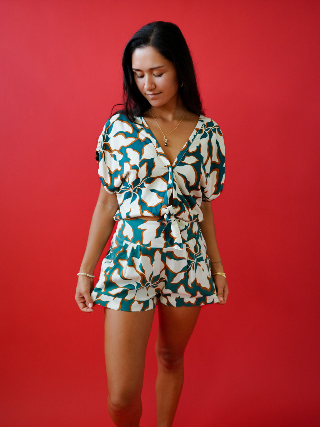 Bacana Top - Bloomtide Petrol