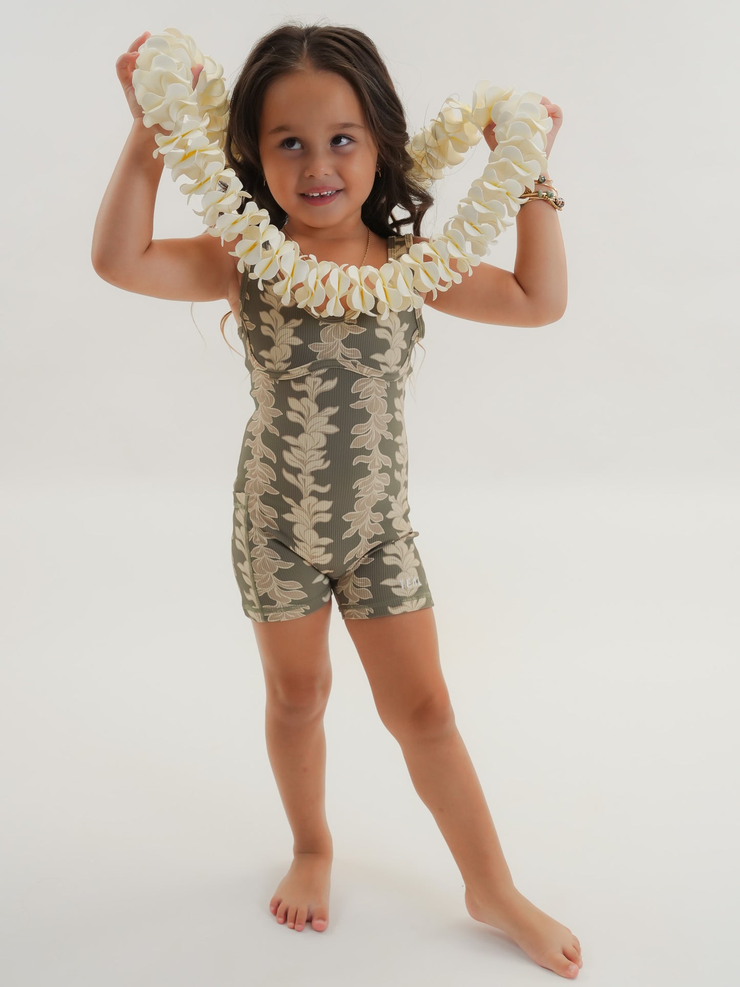 Mini Aura Jumpsuit in Plumeria Lei Sage - ABT