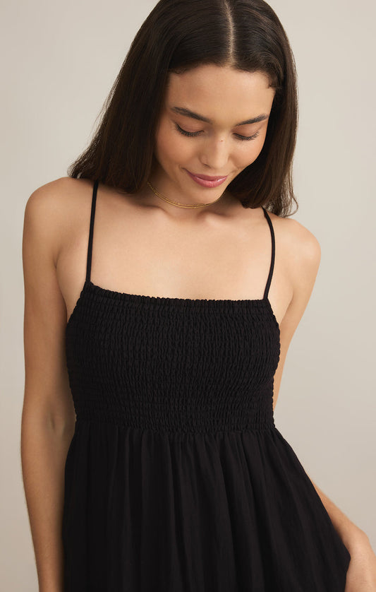 BEACHSIDE MIDI DRESS - BLACK - ZD231223