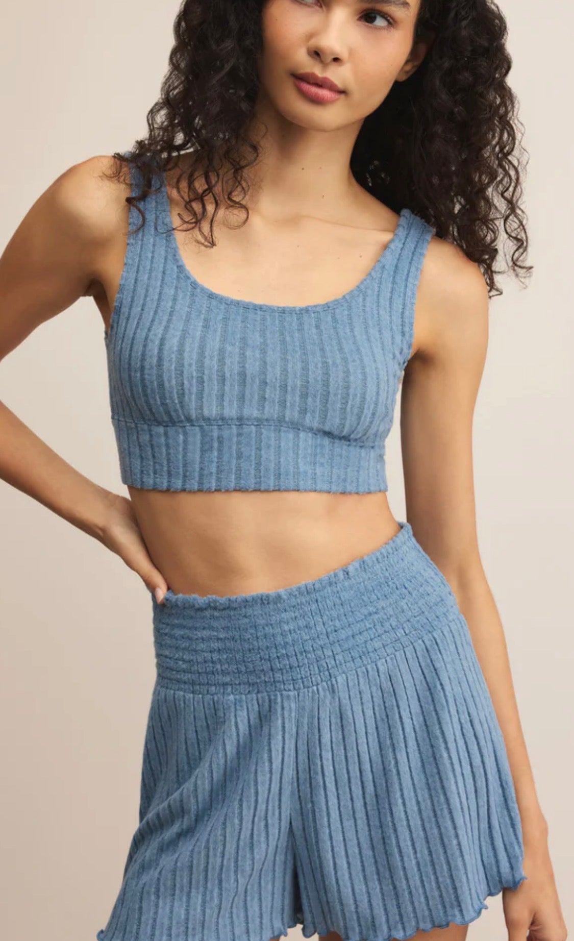 ZOE RIB TANK BRA- OCEANIC BLUE- ZLT253819