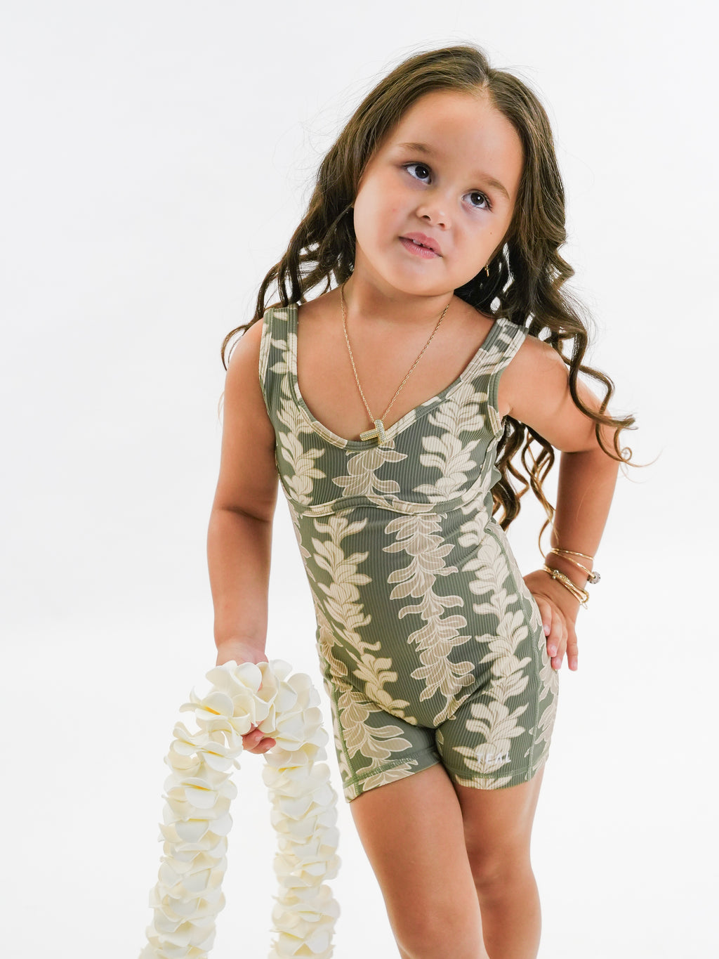 Mini Aura Jumpsuit - Ribbed Plumeria Lei Sage