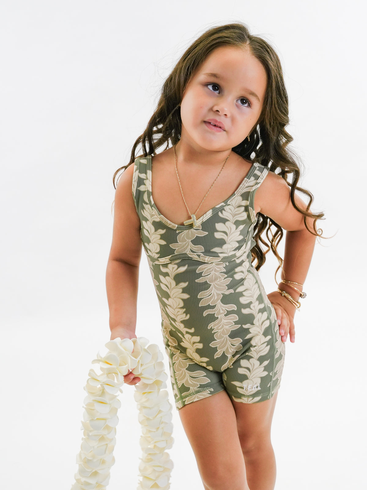 Mini Aura Jumpsuit - Ribbed Plumeria Lei Sage