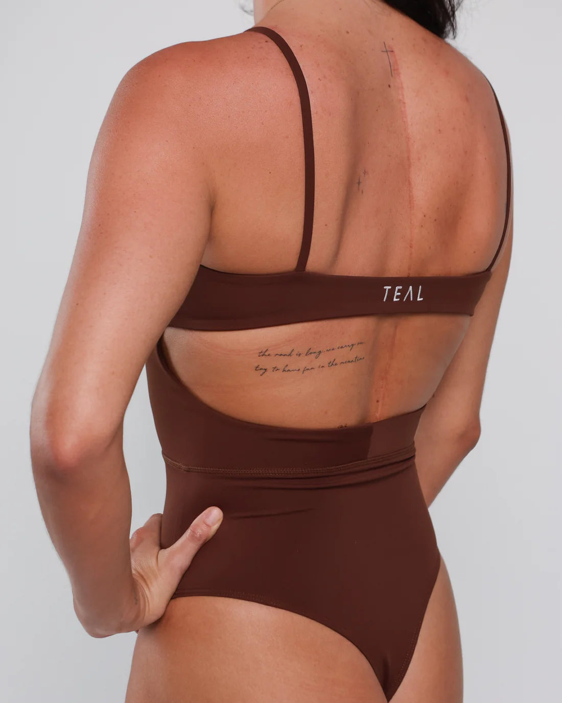 Kayla Ribbed Bodysuit - Mocha - Active By Teal