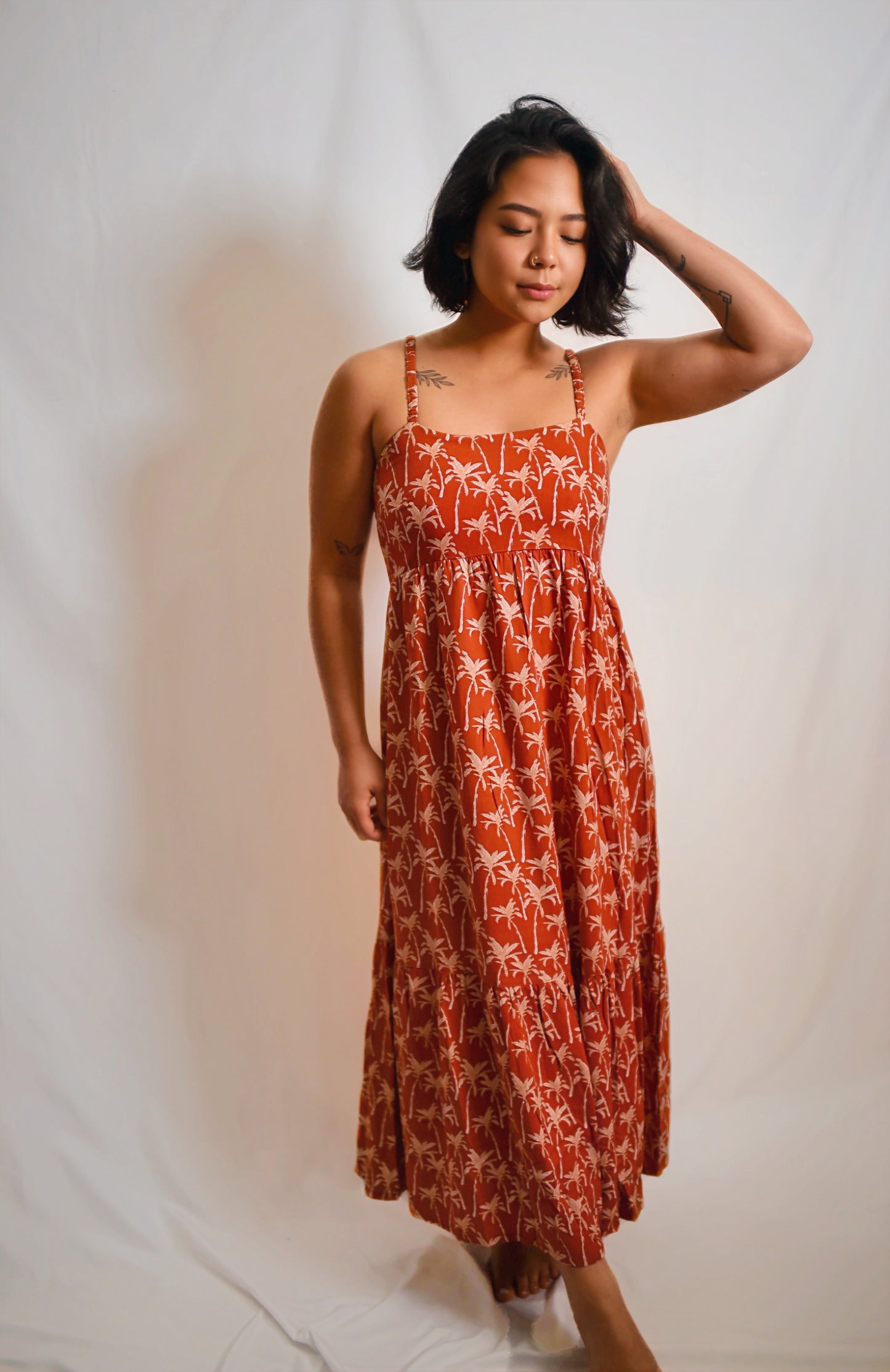 KAMI DRESS- Palm Orange Rust- KHUSH 45