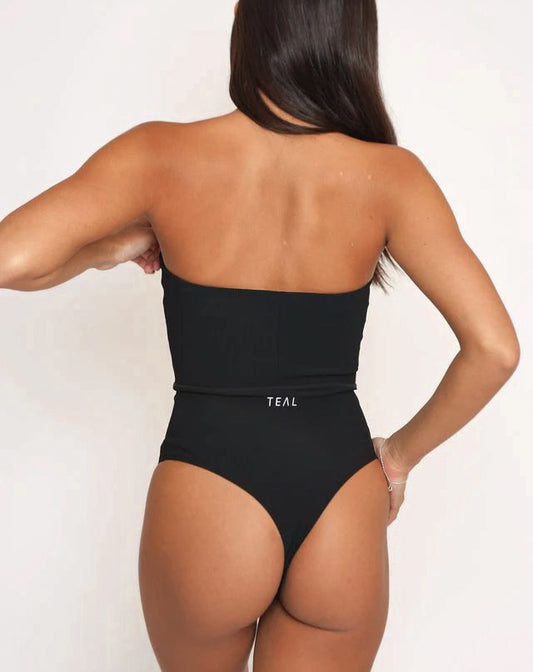 Anu Ribbed Bodysuit - Black - Active By Teal