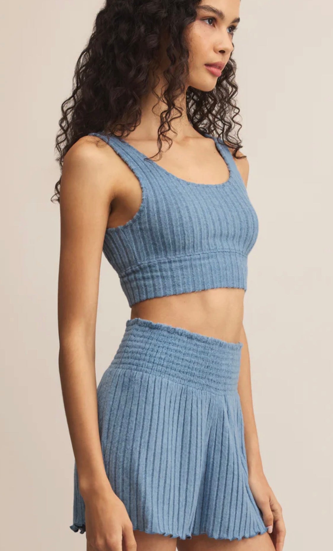 ZOE RIB TANK BRA- OCEANIC BLUE- ZLT253819