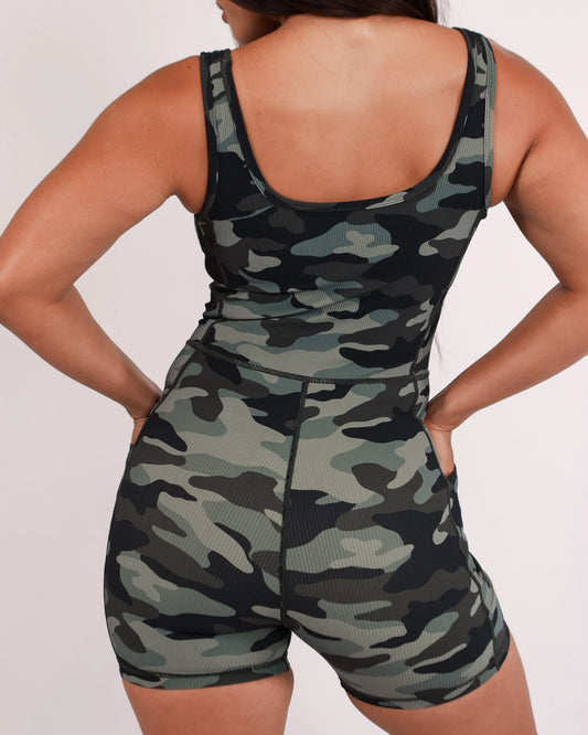 Ribbed Britt Jumpsuit - Camo - ABT