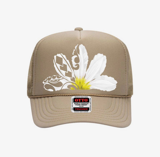 NAUPAKA Trucker Hat- khaki - Na Koa Brand