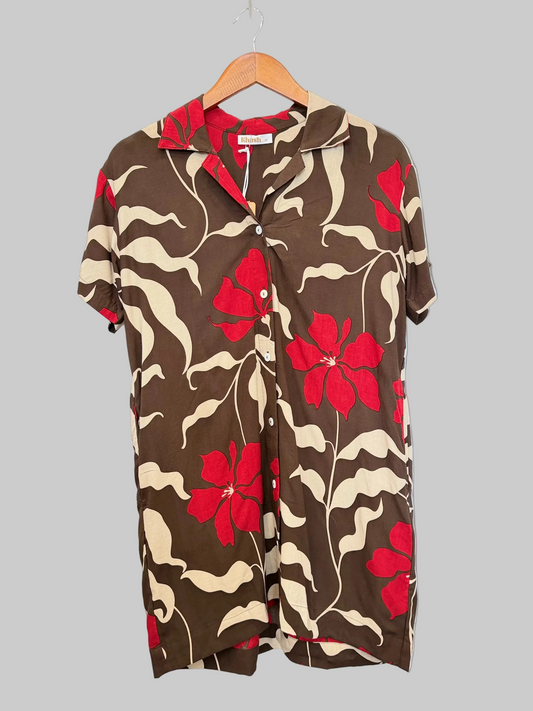 Azuris Shirt Dress - Fleur Brown