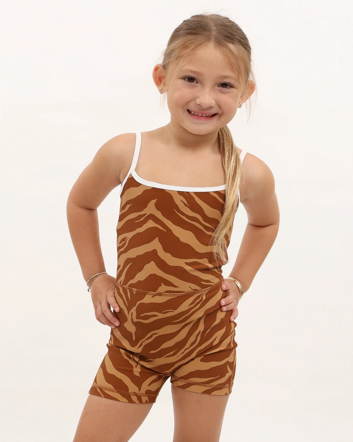 Mini Kayla Jumpsuit - Ribbed Caramel Zebra
