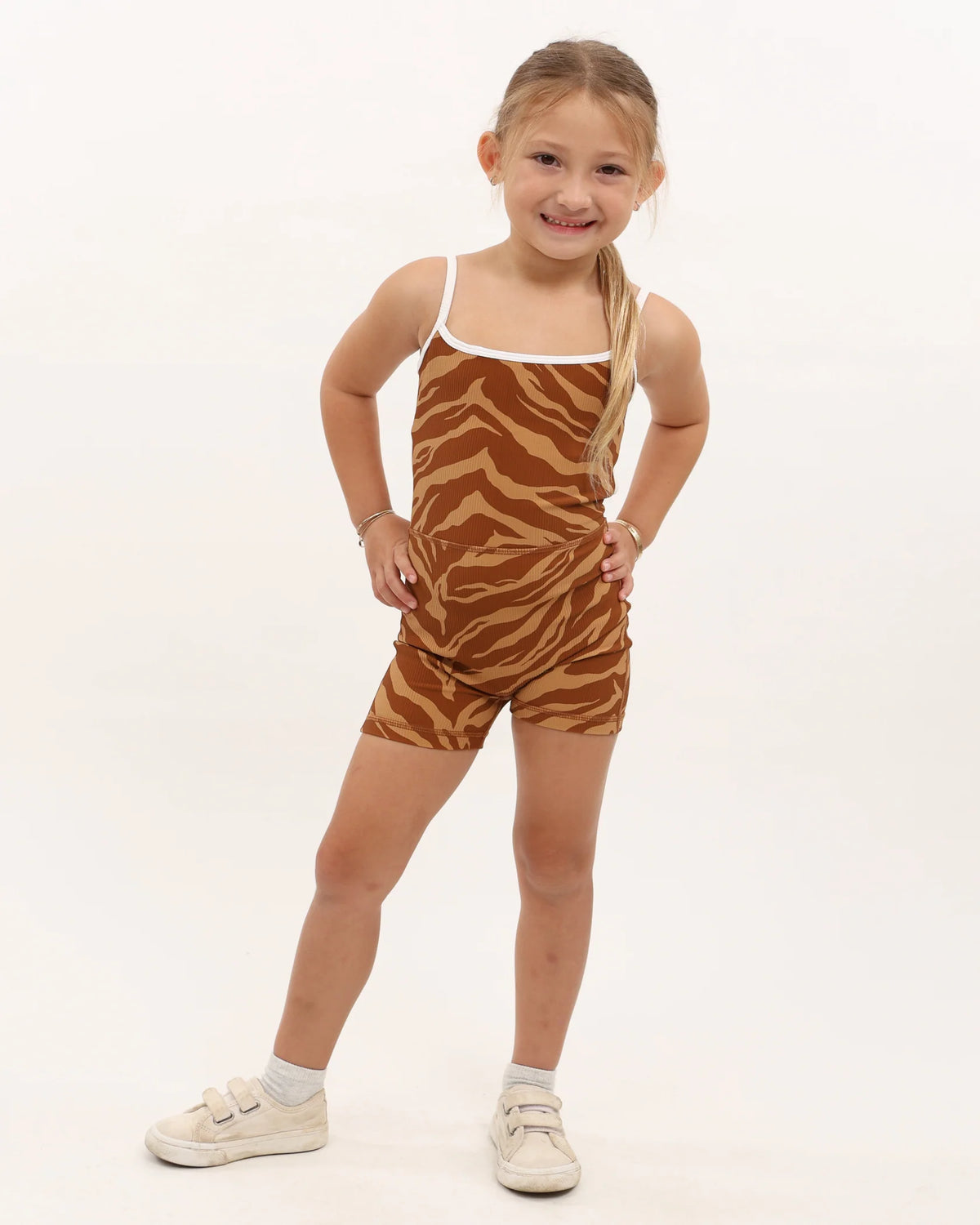 Mini Kayla Jumpsuit - Ribbed Caramel Zebra